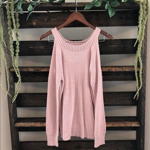 Dusty Rose Cold Shoulder Lightweight Knit Sweater